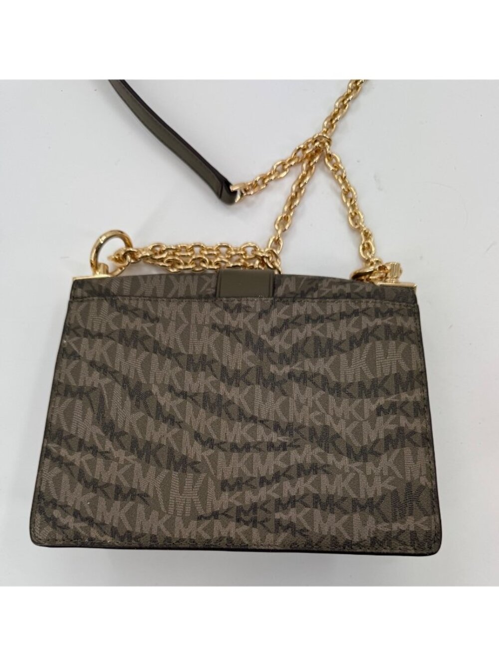 Michael Kors Jet Set Green Signature Crossbody Bag With Gold Chain & Logo Accent - Picture 2 of 16